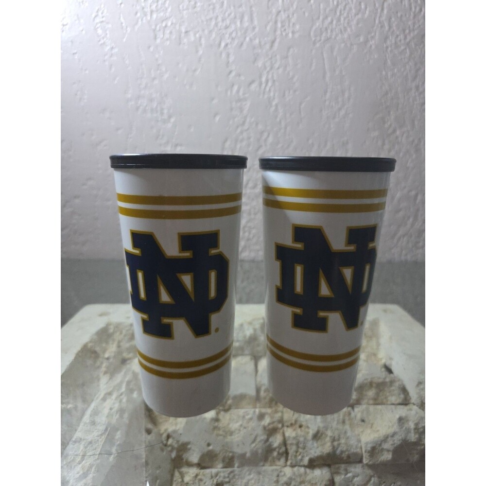 (2) Pack Notre Dame Fighting Irish  10 Oz. Plastic Coffee Travel Tumbler NO LIDS